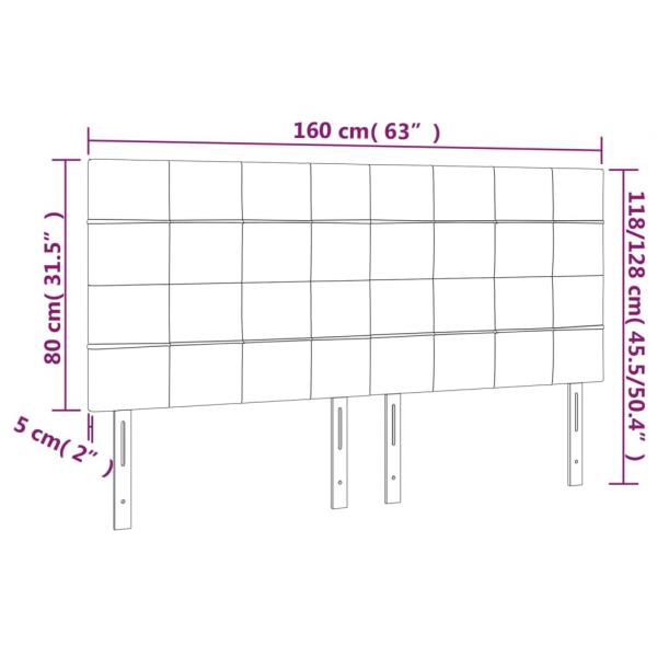 LED Kopfteil Hellgrau 160x5x118/128 cm Stoff