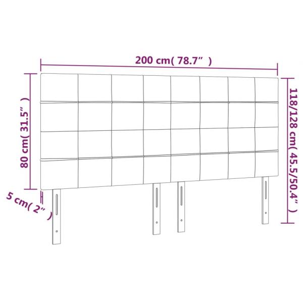 LED Kopfteil Dunkelgrau 200x5x118/128 cm Stoff 