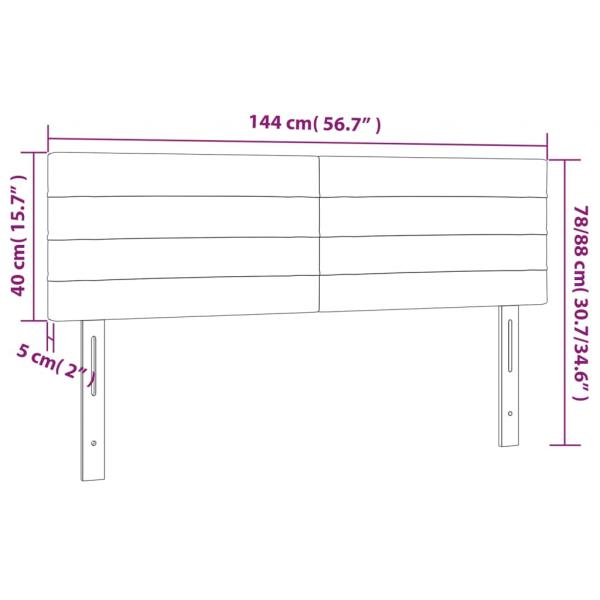 LED Kopfteil Rosa 144x5x78/88 cm Samt