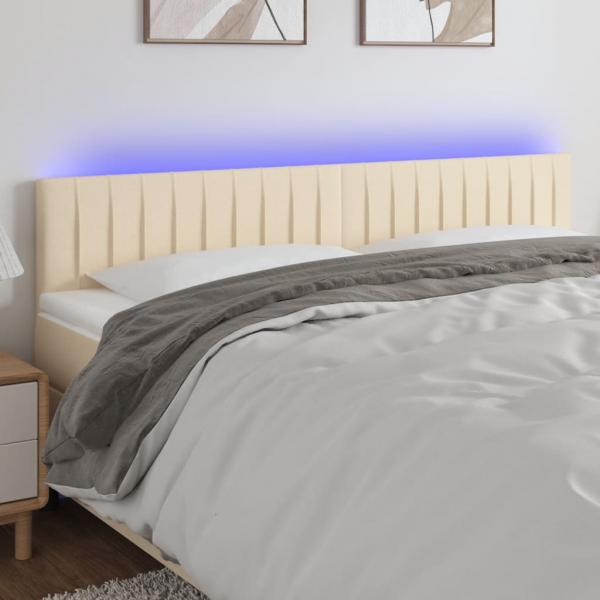 ARDEBO.de - LED Kopfteil Creme 180x5x78/88 cm Stoff