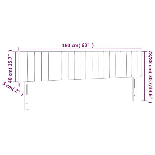 LED Kopfteil Hellgrau 160x5x78/88 cm Samt