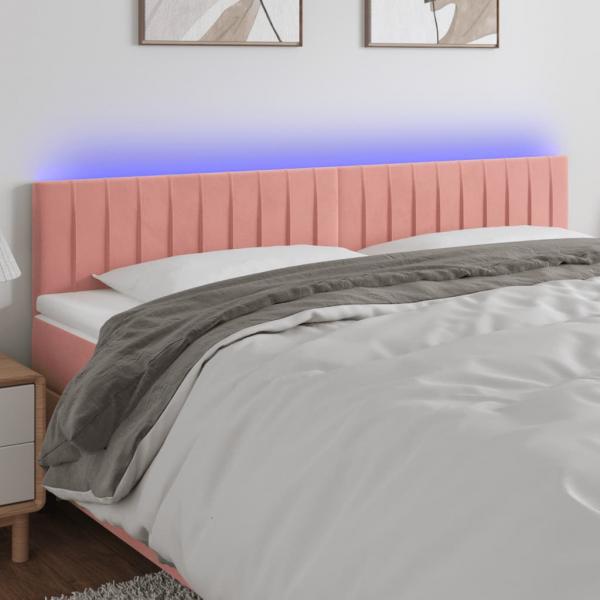 ARDEBO.de - LED Kopfteil Rosa 160x5x78/88 cm Samt