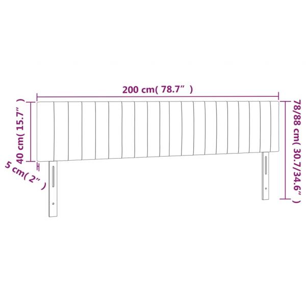 LED Kopfteil Schwarz 200x5x78/88 cm Samt