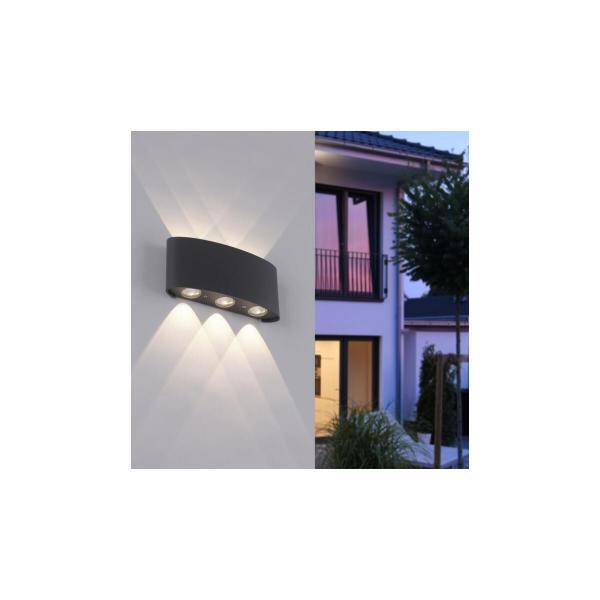 Paul Neuhaus LED Wandlampe 6 flammig anthrazit farbig Außenlampe Innenlampe dekorativ, Anthrazit (9488-13)