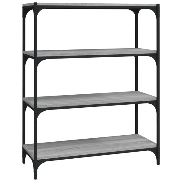 Bücherregal Grau Sonoma 80x33x100 cm Holzwerkstoff und Stahl