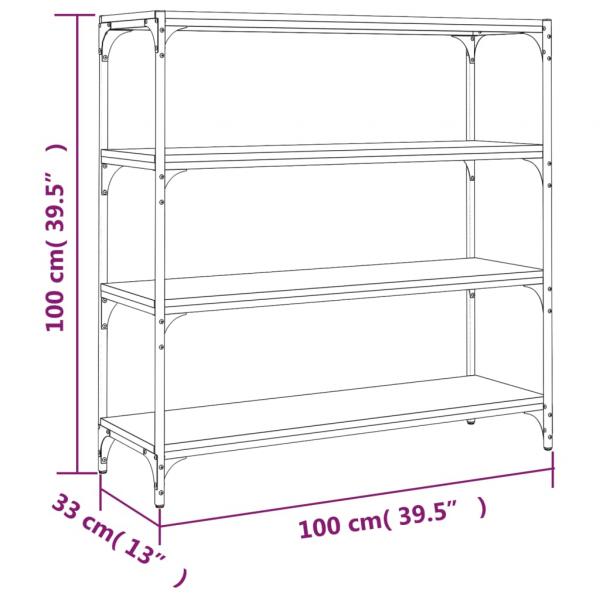 Bücherregal Schwarz 100x33x100 cm Holzwerkstoff und Stahl