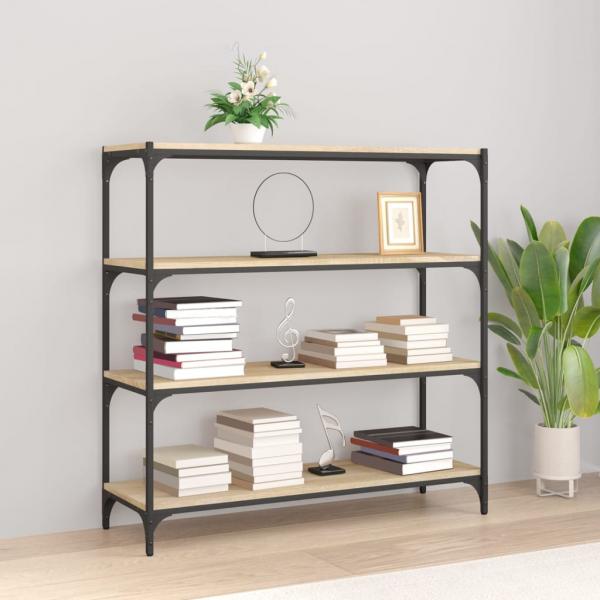 ARDEBO.de - Bücherregal Sonoma-Eiche 100x33x100 cm Holzwerkstoff und Stahl