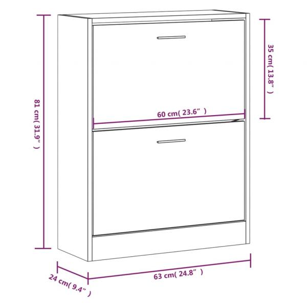 Schuhschrank Grau Sonoma 63x24x81 cm Holzwerkstoff