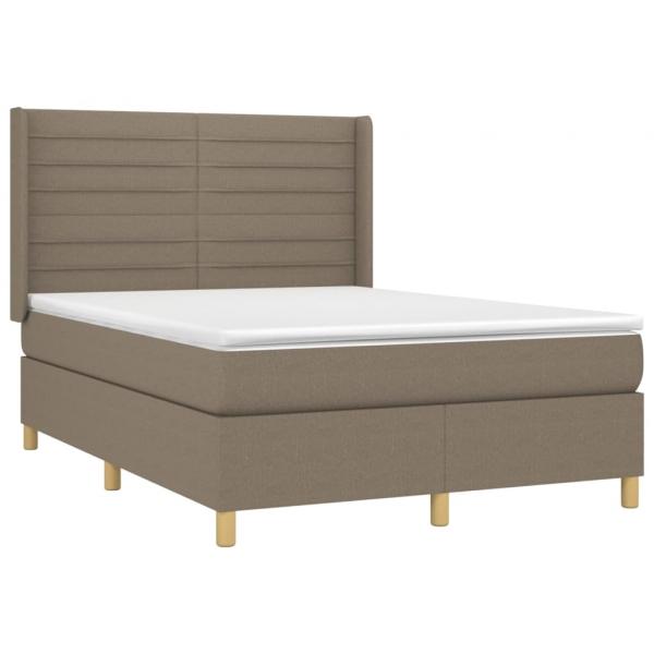 Boxspringbett mit Matratze & LED Taupe 140x190 cm Stoff