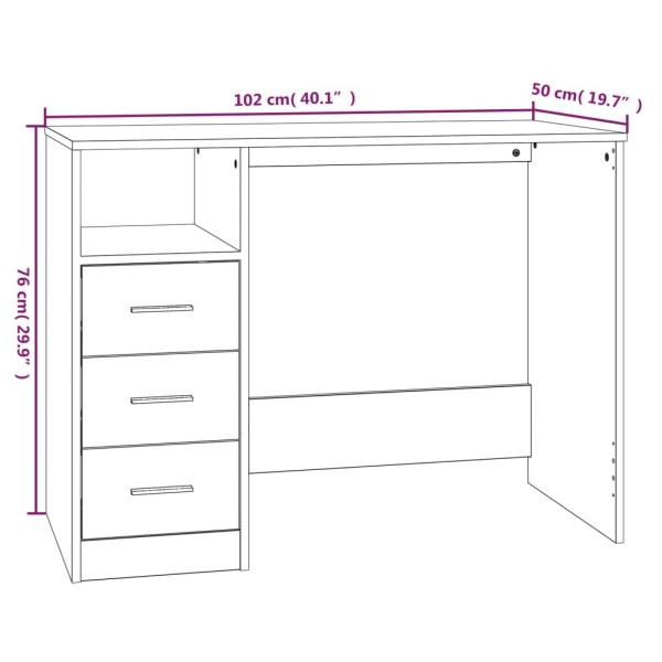 Schreibtisch mit Schubladen Weiß 102x50x76 cm Holzwerkstoff