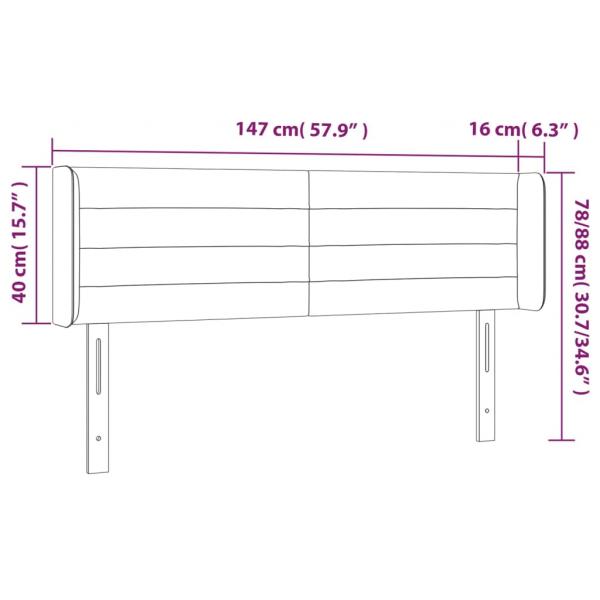 Kopfteil mit Ohren Schwarz 147x16x78/88 cm Samt