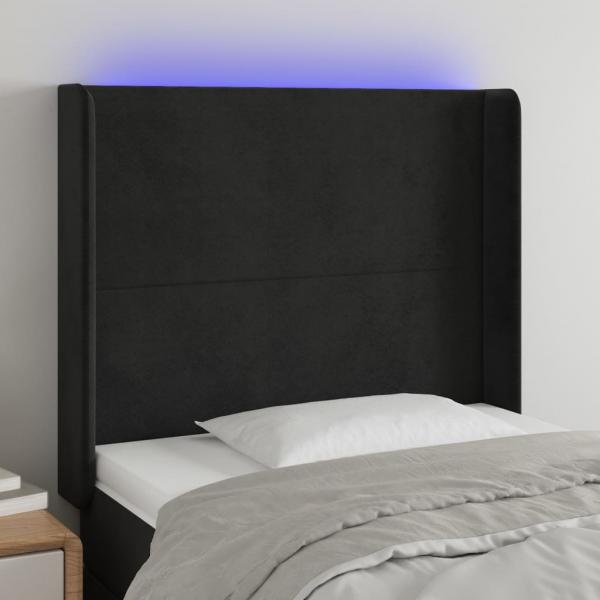 ARDEBO.de - LED Kopfteil Schwarz 93x16x118/128 cm Samt