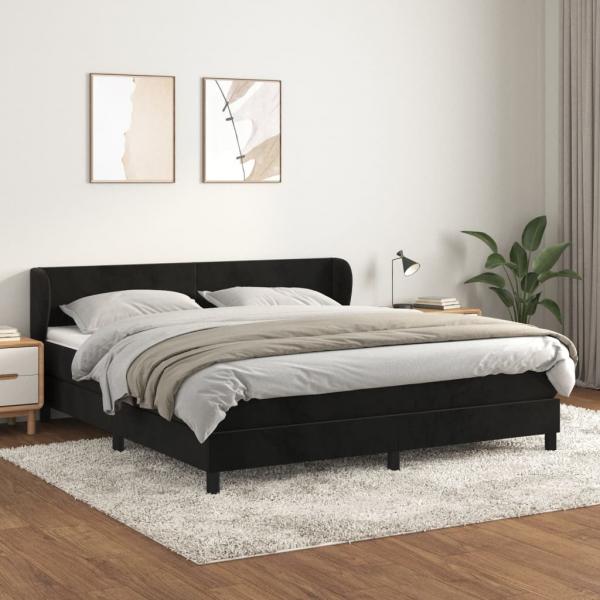 ARDEBO.de - Boxspringbett mit Matratze Schwarz 180x200 cm Samt