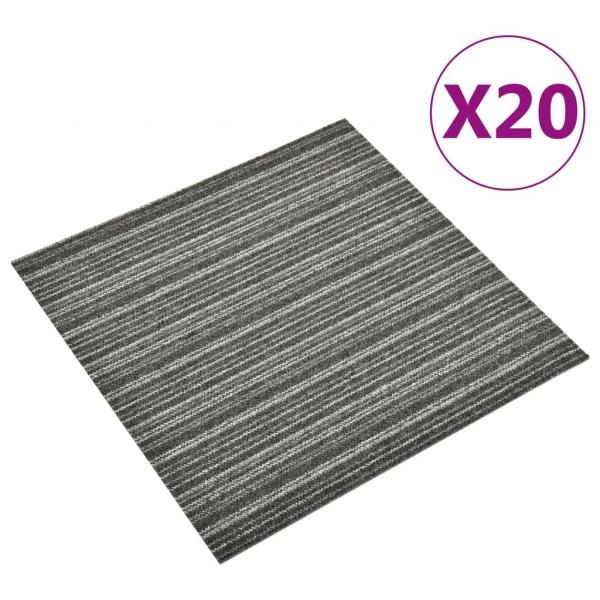 ARDEBO.de - Teppichfliesen 20 Stk. 5 m² 50x50 cm Gestreift Anthrazit 