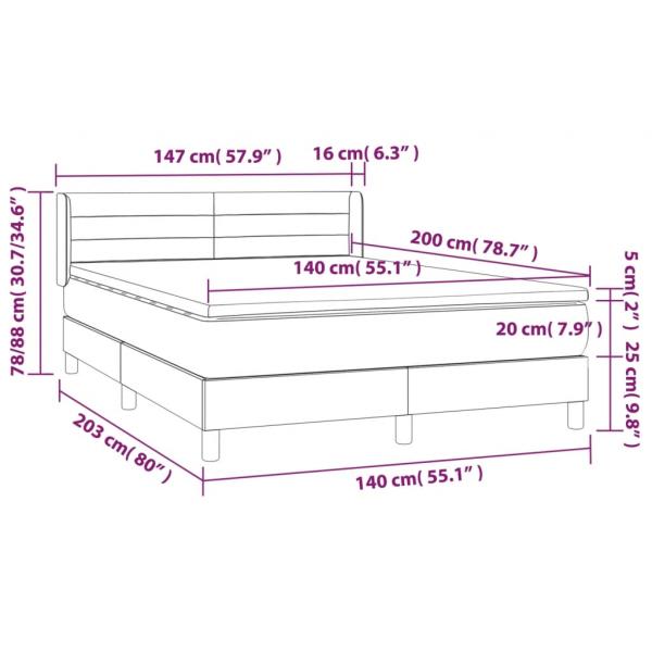 Boxspringbett mit Matratze Dunkelblau 140x200 cm Samt