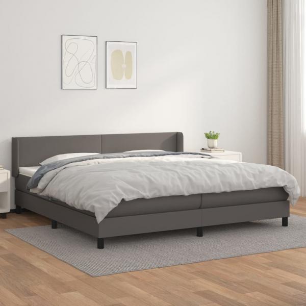 ARDEBO.de - Boxspringbett mit Matratze Grau 200x200 cm Kunstleder