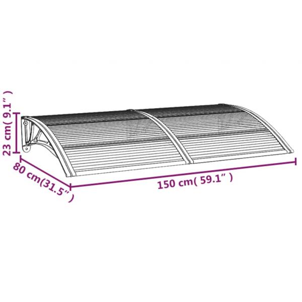 Türvordach Grau 150x75 cm Polycarbonat