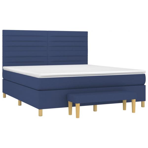 Boxspringbett mit Matratze Blau 180x200 cm Stoff