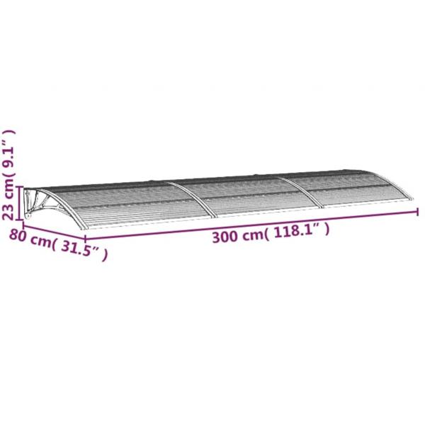 Türvordach Schwarz und Transparent 300x75 cm Polycarbonat