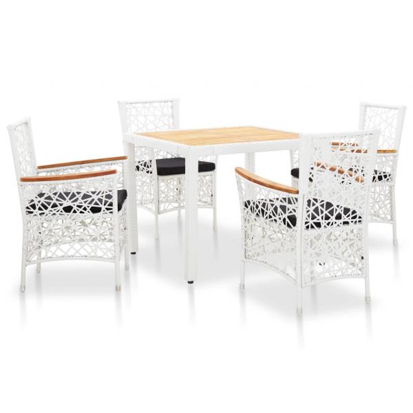 ARDEBO.de - 5-tlg. Garten-Essgruppe Poly Rattan Weiß