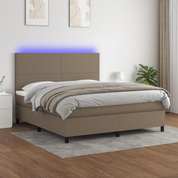 ARDEBO.de - Boxspringbett mit Matratze & LED Taupe 180x200 cm Stoff