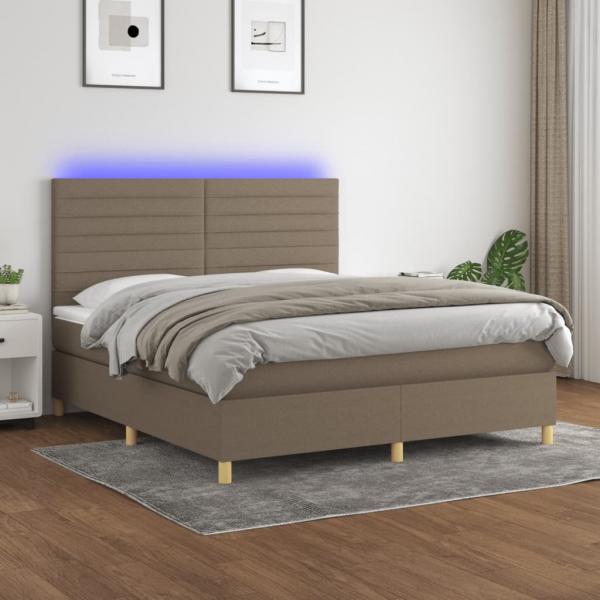 ARDEBO.de - Boxspringbett mit Matratze & LED Taupe 180x200 cm Stoff