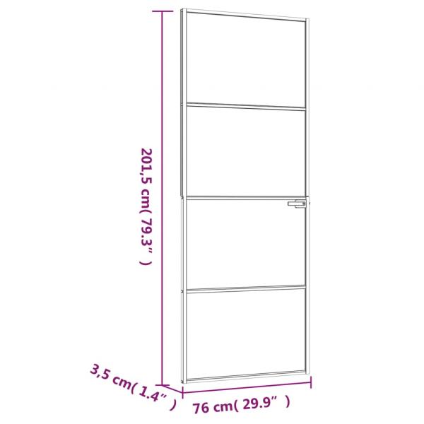 Innentür Weiß 76x201,5 cm Hartglas & Aluminium Schlank