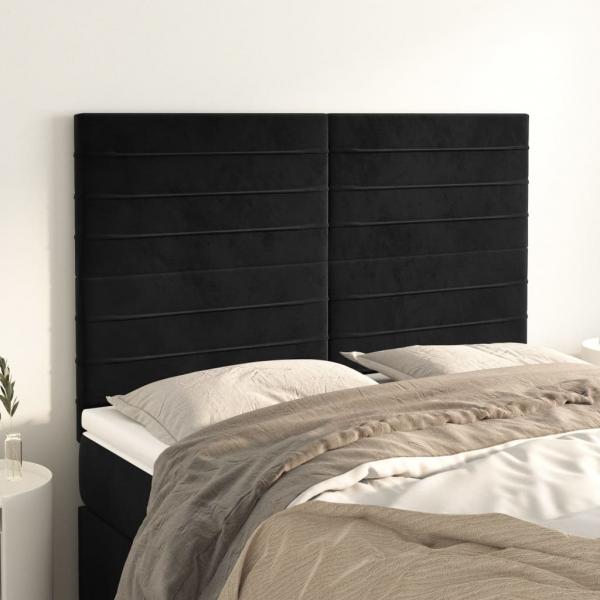 ARDEBO.de - Kopfteile 4 Stk. Schwarz 72x5x78/88 cm Samt