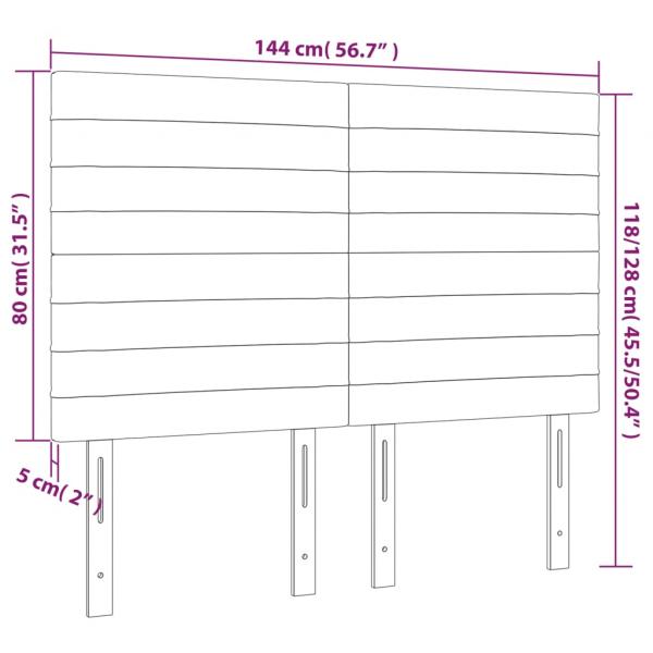 LED Kopfteil Schwarz 144x5x118/128 cm Samt