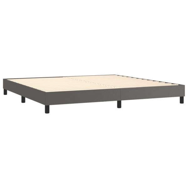 Boxspringbett mit Matratze & LED Grau 200x200 cm Kunstleder