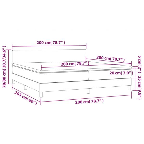 Boxspringbett mit Matratze & LED Grau 200x200 cm Kunstleder