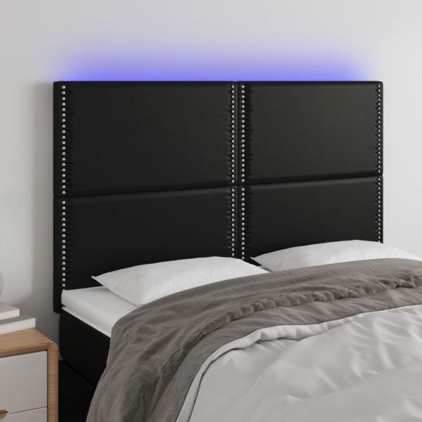 ARDEBO.de - LED Kopfteil Schwarz 144x5x118/128 cm Kunstleder