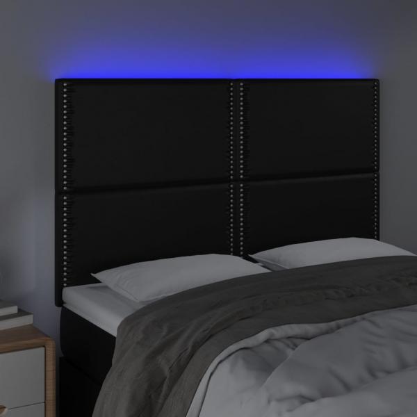 LED Kopfteil Schwarz 144x5x118/128 cm Kunstleder