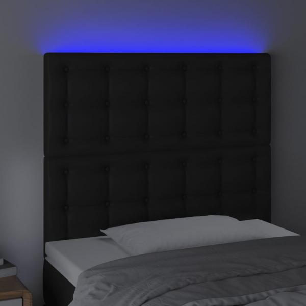 LED Kopfteil Schwarz 100x5x118/128 cm Kunstleder