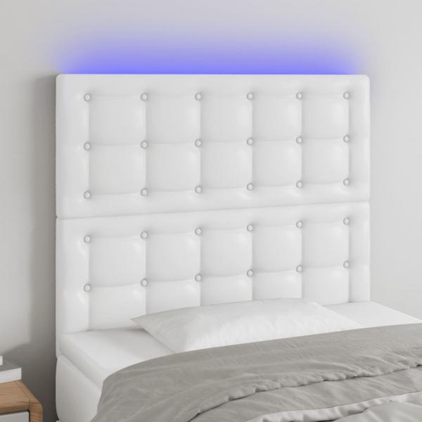 ARDEBO.de - LED Kopfteil Weiß 100x5x118/128 cm Kunstleder