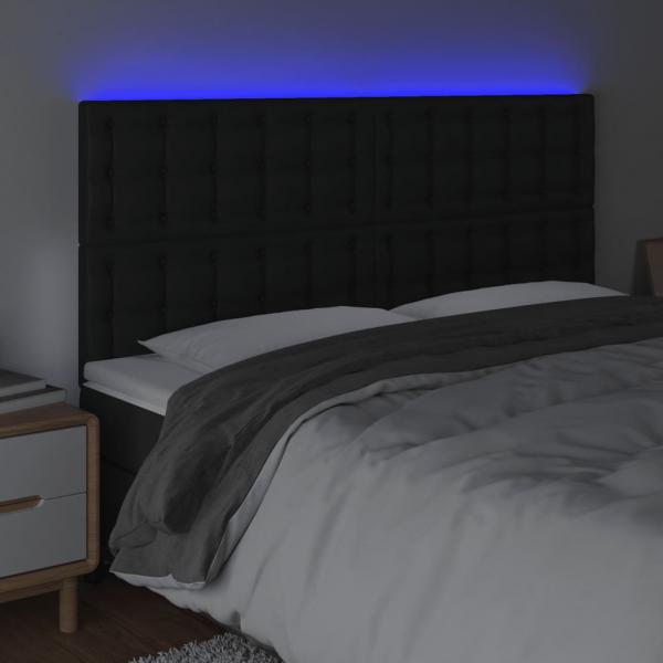 LED Kopfteil Schwarz 200x5x118/128 cm Kunstleder