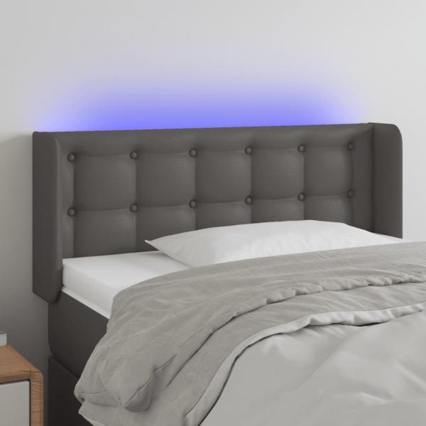 ARDEBO.de - LED Kopfteil Grau 83x16x78/88 cm Kunstleder