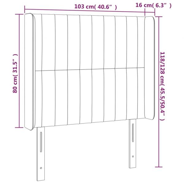 LED Kopfteil Rosa 103x16x118/128 cm Samt