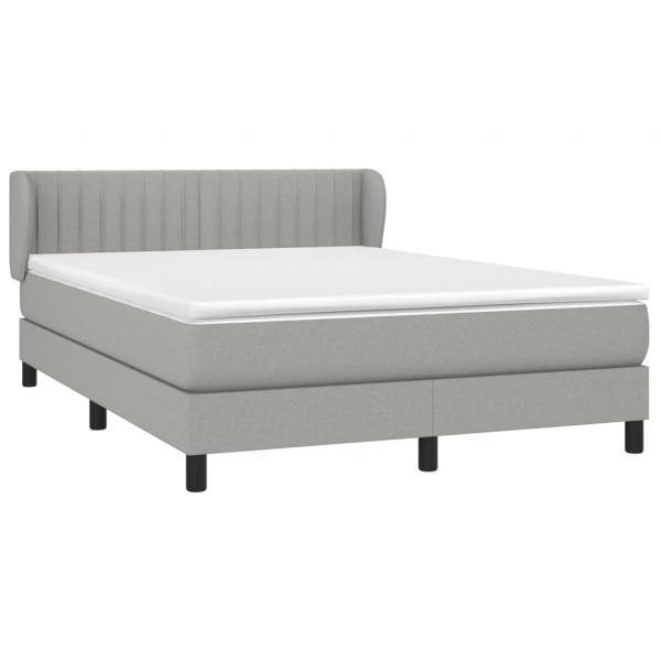 Boxspringbett mit Matratze Hellgrau 140x200 cm Stoff