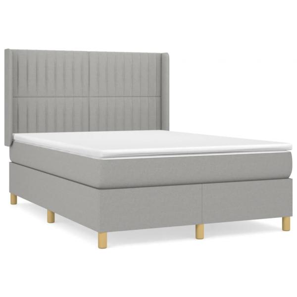 Boxspringbett mit Matratze Hellgrau 140x200 cm Stoff