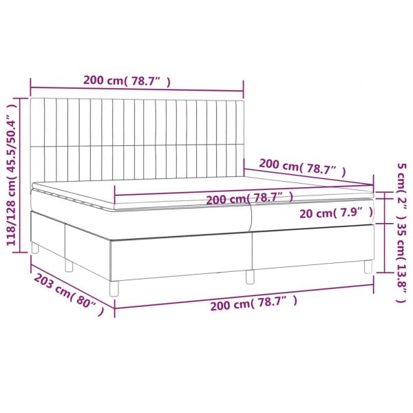 Boxspringbett mit Matratze & LED Dunkelblau 200x200 cm Samt