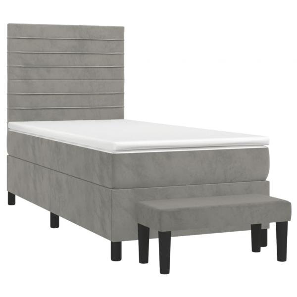 Boxspringbett mit Matratze Hellgrau 80x200 cm Samt