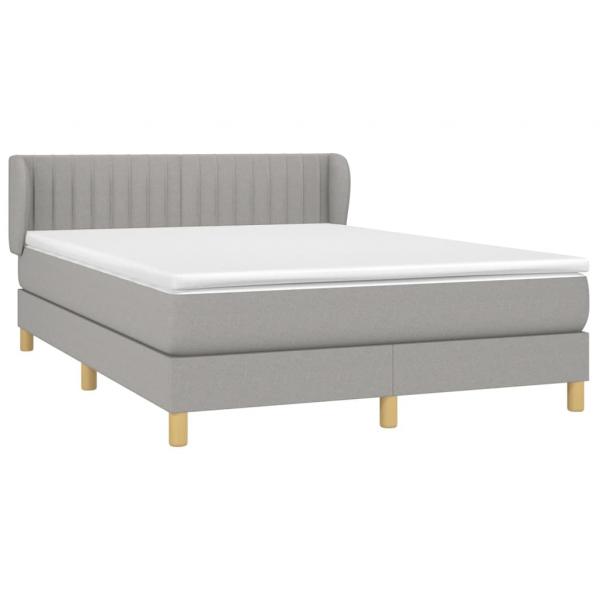 Boxspringbett mit Matratze Hellgrau 140x200 cm Stoff