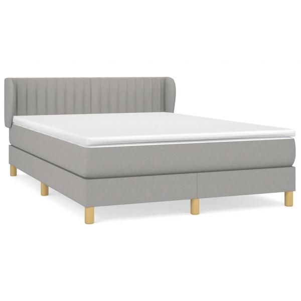 Boxspringbett mit Matratze Hellgrau 140x190 cm Stoff