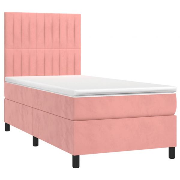 Boxspringbett mit Matratze & LED Rosa 100x200 cm Samt