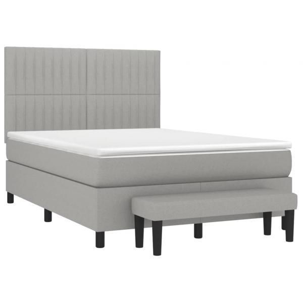 Boxspringbett mit Matratze Hellgrau 140x190 cm Stoff