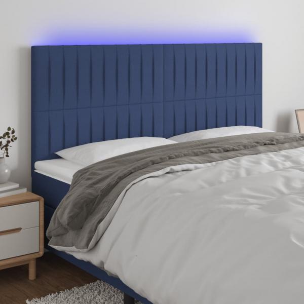 ARDEBO.de - LED Kopfteil Blau 180x5x118/128 cm Stoff