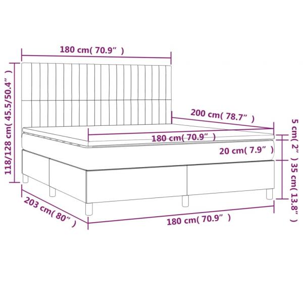 Boxspringbett mit Matratze & LED Blau 180x200 cm Stoff