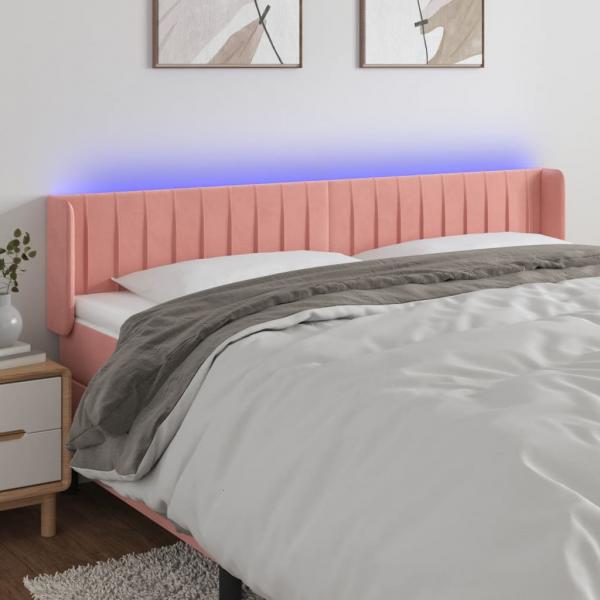 ARDEBO.de - LED Kopfteil Rosa 163x16x78/88 cm Samt