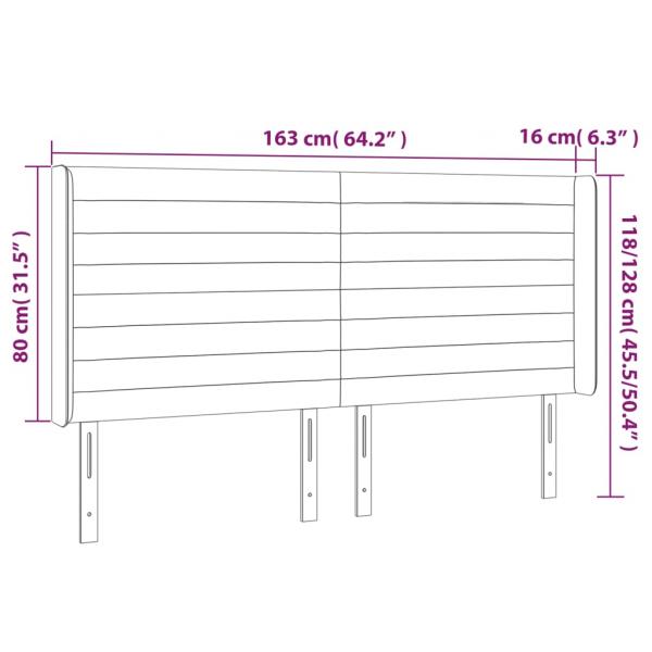 LED Kopfteil Hellgrau 163x16x118/128 cm Stoff